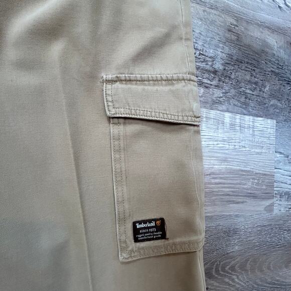 Timberland Cargo Pants 34x32 Khaki Cotton Utility Workwear - Picture 3 of 7